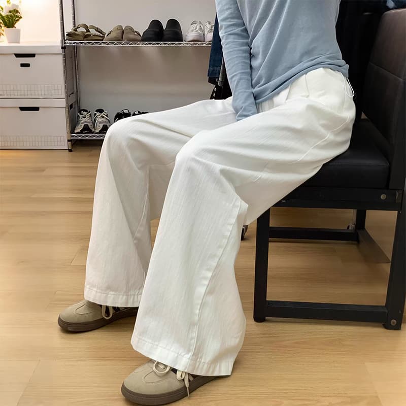 이른 가을 화이트 색상 시스템 넓은 다리 임산부 데님 스트레이트 바닥 청소 긴 바지 펌프 로프 섹션 이미지 2