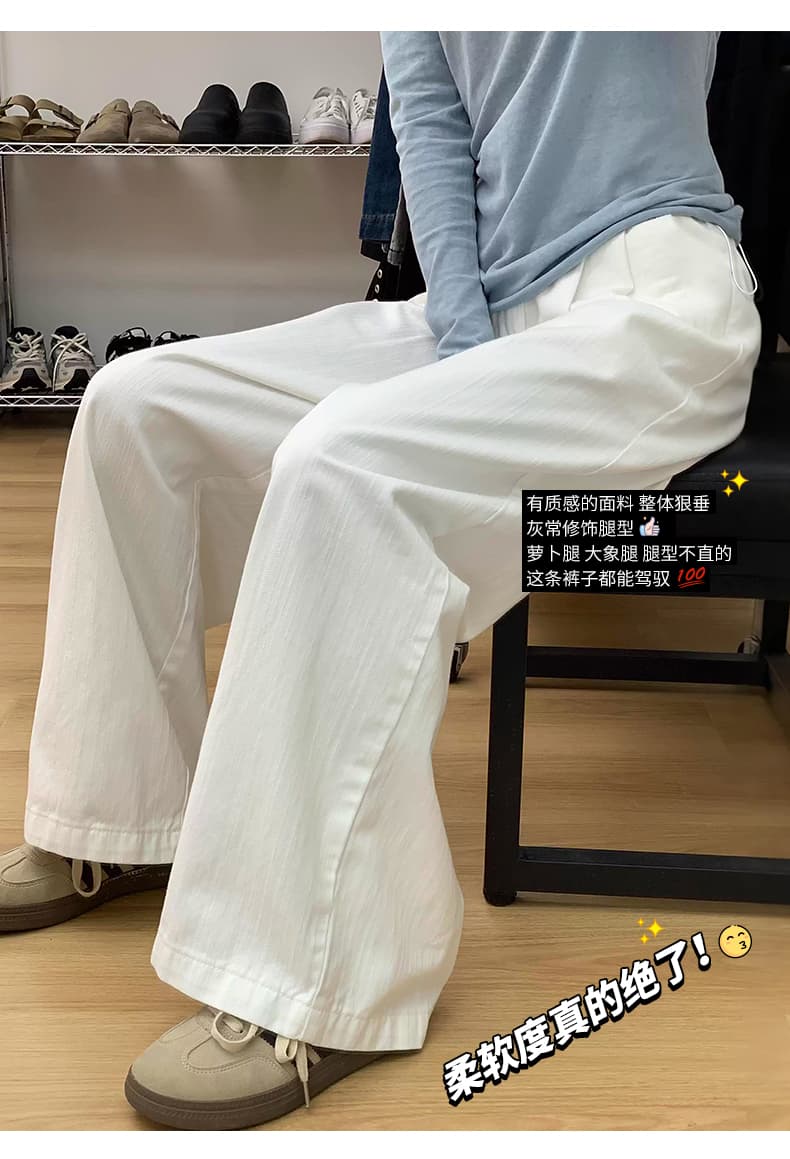 이른 가을 화이트 색상 시스템 넓은 다리 임산부 데님 스트레이트 바닥 청소 긴 바지 펌프 로프 섹션 상세 이미지 2