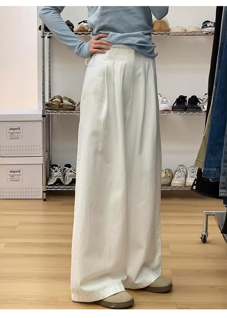 이른 가을 화이트 색상 시스템 넓은 다리 임산부 데님 스트레이트 바닥 청소 긴 바지 펌프 로프 섹션 상세 이미지 8