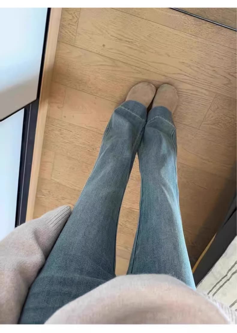 높은 탄력성 임산부 복부 지지 섹션 긴 바지 데님 봄 가을 나팔 바지 외출용 클래식 다용도 미니멀리즘 상세 이미지 10