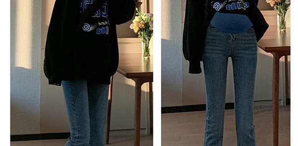 신축성 봄 가을 복부 지지 섹션 임산부 마이크로 나팔 데님 긴 바지 몸매 가꾸기 슬림해 보이는 4 가지 색상 선택 사항 클래식 다용도 상세 이미지 42