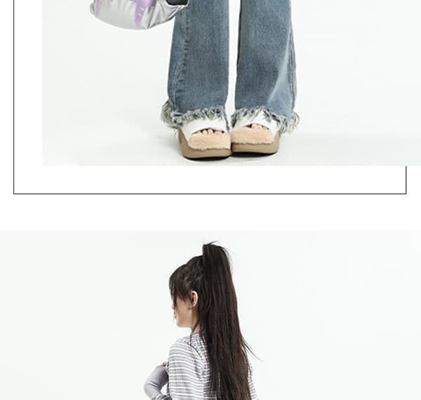높은 탄력성 임산부 복부 지지 섹션 부츠컷 거친 가장자리 데님 긴 바지 봄 가을 캐주얼 바지 외출용 레트로 부서 다용도 상세 이미지 35