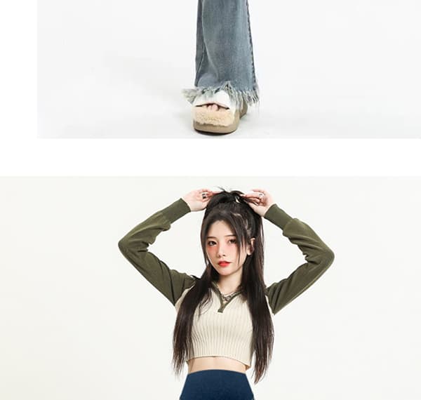 높은 탄력성 임산부 복부 지지 섹션 부츠컷 거친 가장자리 데님 긴 바지 봄 가을 캐주얼 바지 외출용 레트로 부서 다용도 상세 이미지 41