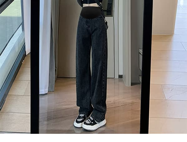 6 색 선택 사항 임산부 넓은 다리 청바지 루즈핏 봄과 가을 외출용 슬림해 보이는 도루 센스 스트레이트 바닥 청소 클래식 다용도 상세 이미지 37