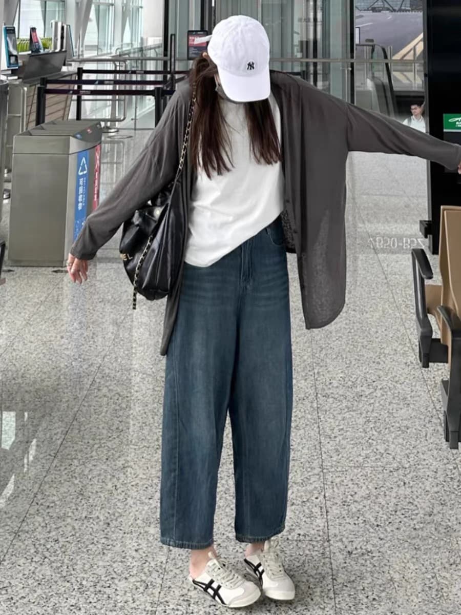 임산부 청바지 9부 바지 봄 가을 있음 주머니 외출용 하렘 바지 낫 바지 루즈핏 종류 이미지 4