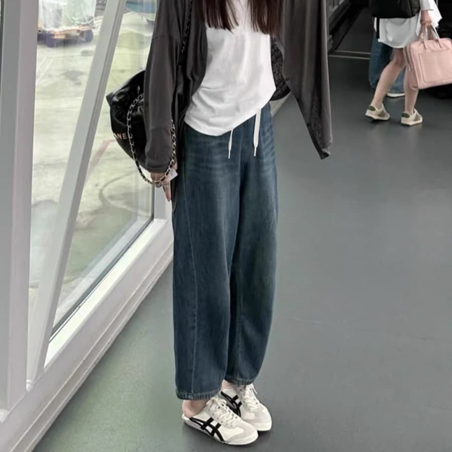 임산부 청바지 9부 바지 봄 가을 있음 주머니 외출용 하렘 바지 낫 바지 루즈핏 종류 이미지 5