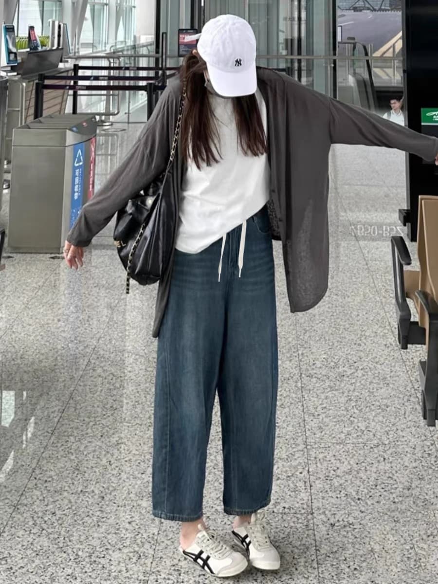 임산부 청바지 9부 바지 봄 가을 있음 주머니 외출용 하렘 바지 낫 바지 루즈핏 종류 상세 이미지 5