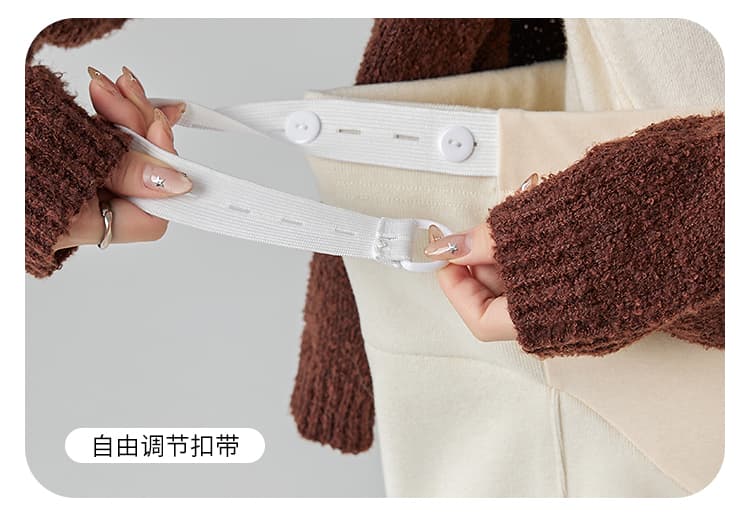 실사 임산부 봄과 가을 양모 일반 두꺼운 스트레이트 팬츠 복부 지지 바지 와이드 레그 팬츠 미니멀리즘 긴 바지 상세 이미지 11