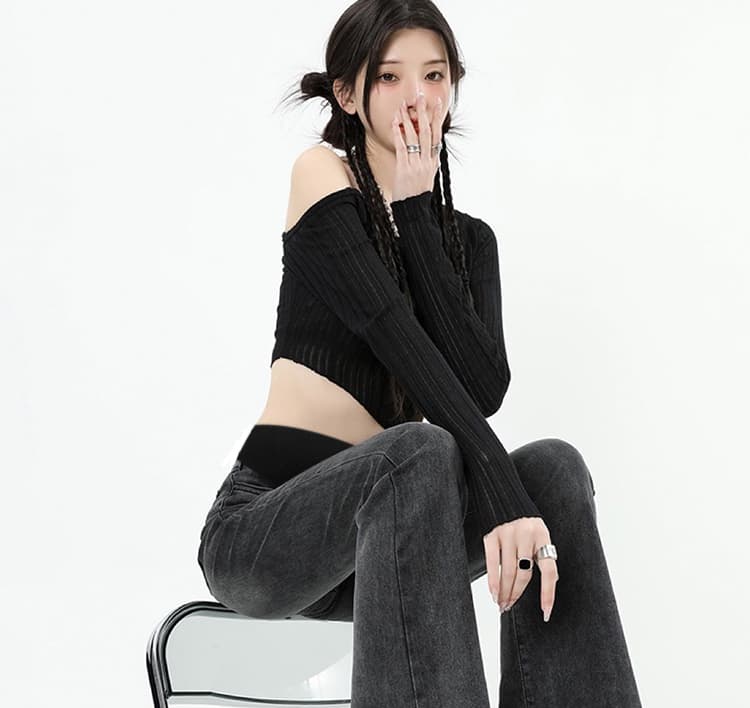 높은 탄력성 임산부 복부 지지 섹션 거친 가장자리 마이크로 나팔 바지 봄 가을 임산부 데님 긴 바지 몸매 가꾸기 슬림해 보이는 클래식 다용도 상세 이미지 31