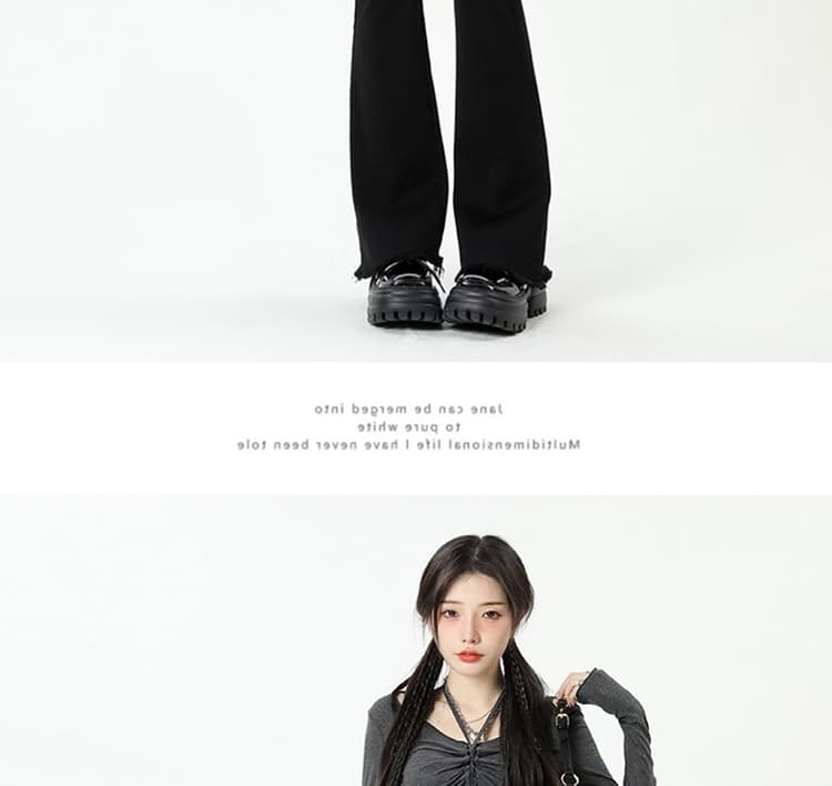 높은 탄력성 임산부 복부 지지 섹션 거친 가장자리 마이크로 나팔 바지 봄 가을 임산부 데님 긴 바지 몸매 가꾸기 슬림해 보이는 클래식 다용도 상세 이미지 35