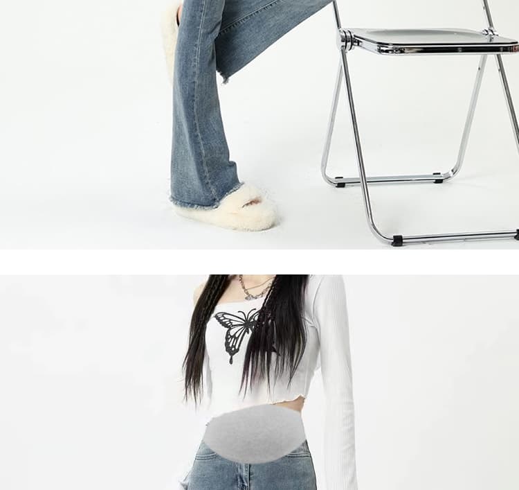 높은 탄력성 임산부 복부 지지 섹션 거친 가장자리 마이크로 나팔 바지 봄 가을 임산부 데님 긴 바지 몸매 가꾸기 슬림해 보이는 클래식 다용도 상세 이미지 49