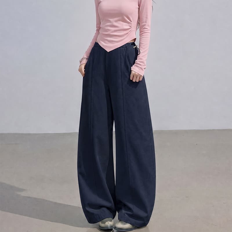 임산부 모통이 칼 캐주얼 바지 가을 외출용 와이드 레그 팬츠 루즈핏 스트레이트 팬츠 모통이 칼 바지 상세 이미지 14
