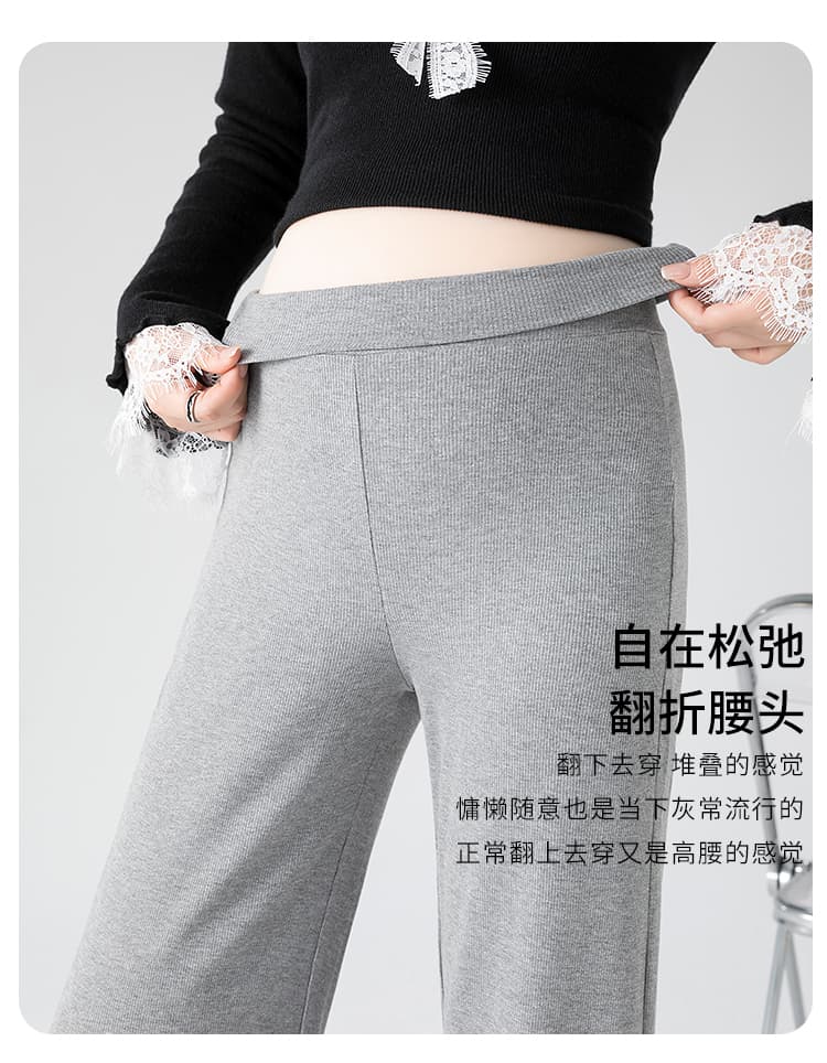 임산부 없음 복부 지지 없음 펌프 로프 임산부 바지 가을 닫기 피팅 사람들 면 나팔 바지 외출용 캐주얼 바지 상세 이미지 10