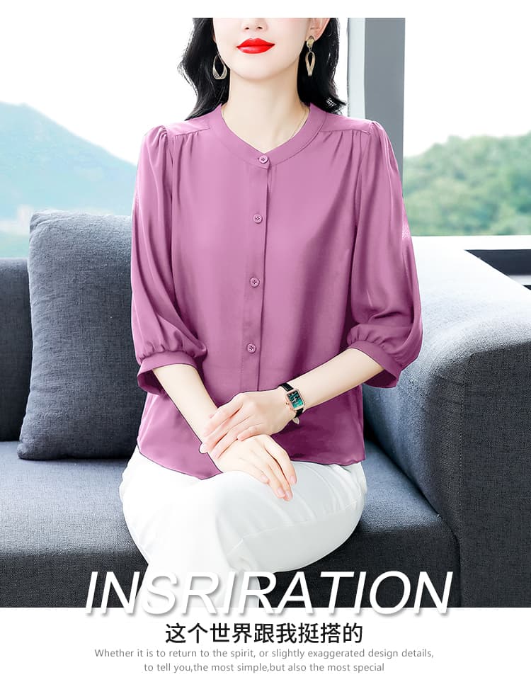 실사 2026 여름 새로운 외국 가스 7부 소매 맨위 품격 연령 감소 중간 소매 프린트 셔츠 상세 이미지 5