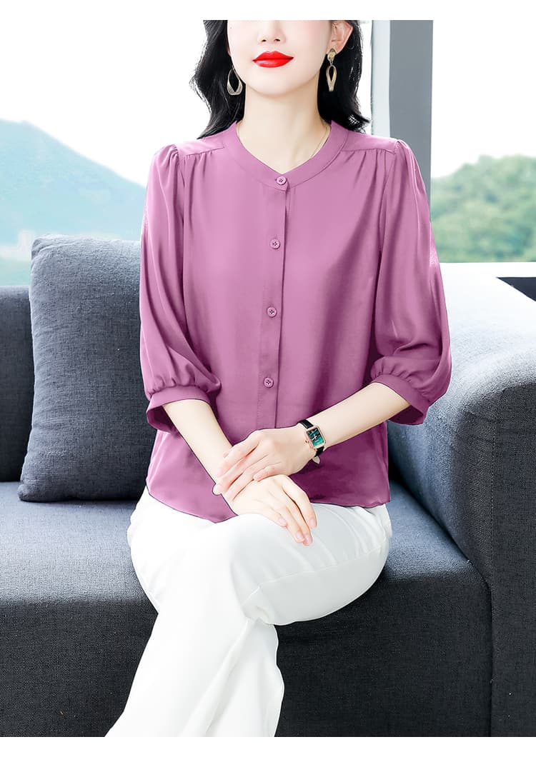 실사 2026 여름 새로운 외국 가스 7부 소매 맨위 품격 연령 감소 중간 소매 프린트 셔츠 상세 이미지 25