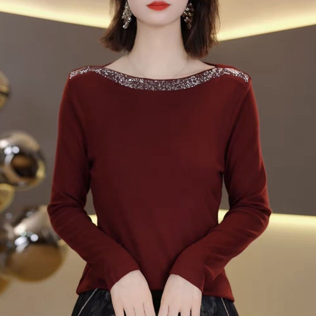 2026 이른 가을 새로운 무거운 작업 오스트리아 훈련 긴팔 티셔츠 여성 품격 슬림해 보이는 만나는 맨위 이미지 2
