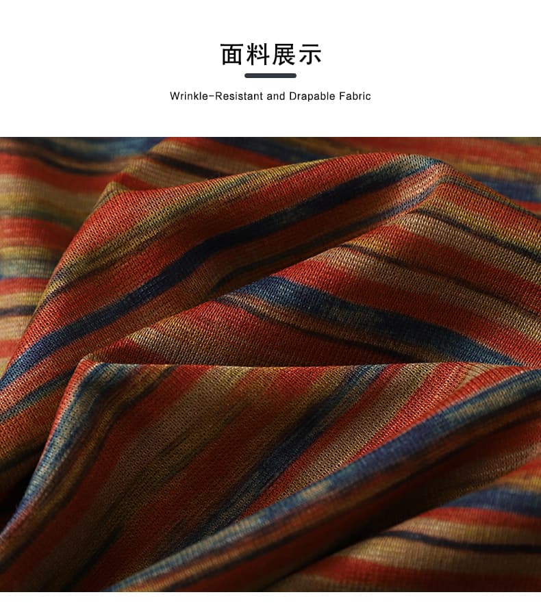 패션 어머니 드레스 폴로 칼라 스트라이프 반팔 티셔츠 여름 드레스 새로운 캐주얼 루즈핏 작은 셔츠 중노년 품격 맨위 상세 이미지 7