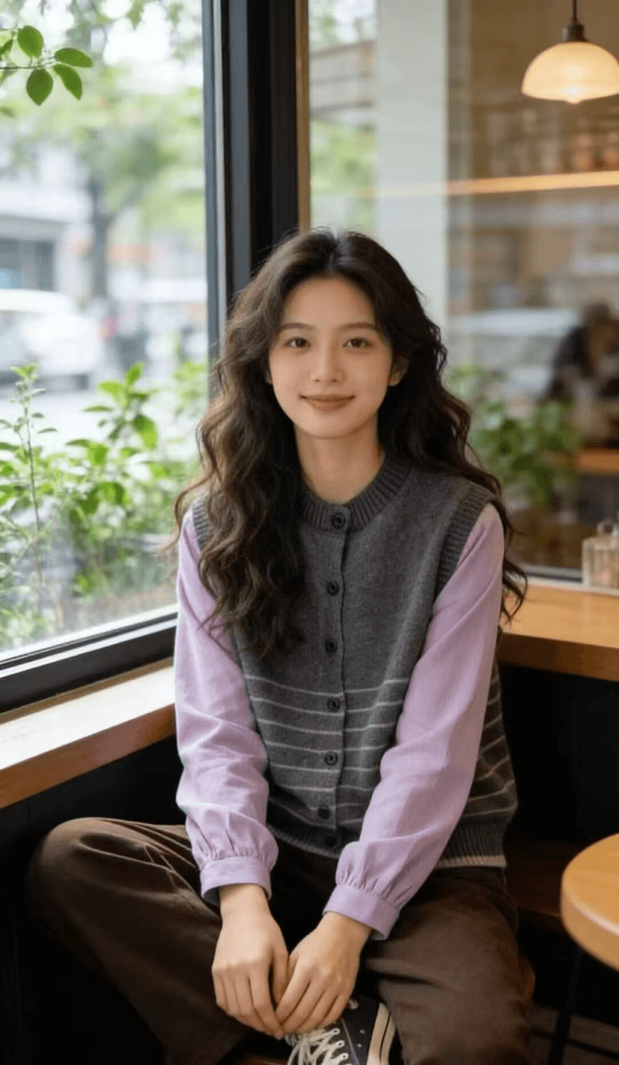 페이크 레이어드 고급 센스 스트라이프 스웨터 여자 봄 가을 2026 새로운 다용도 루즈핏 패치워크 니트 스웨터 맨위 재킷 상세 이미지 4