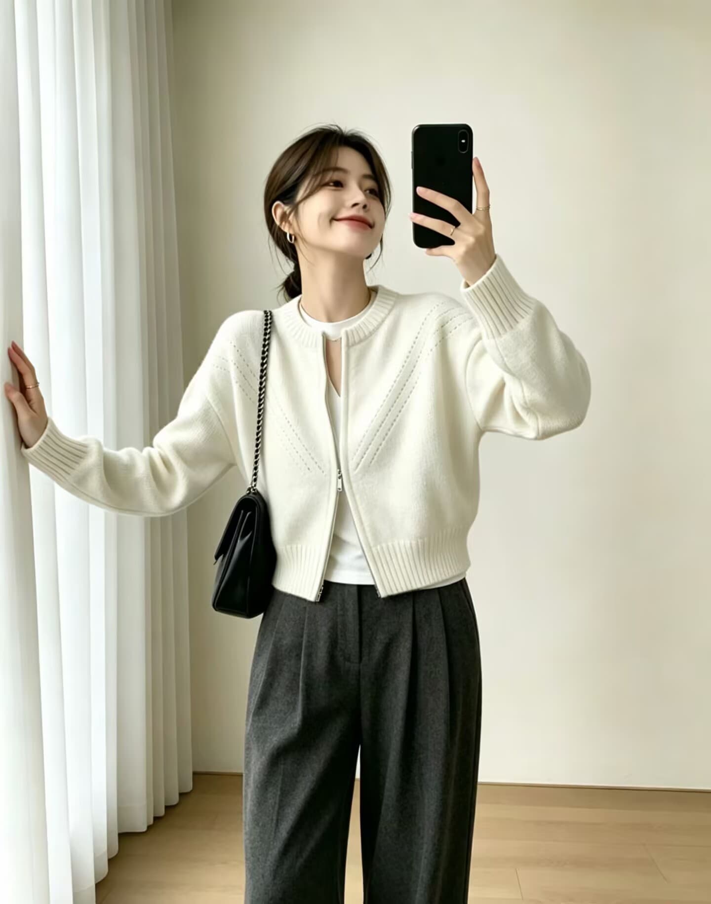 일본식 레트로 부드러운 찹쌀 느긋한 지퍼 스웨터 니트 스웨터 여성 코트 oversize 봄 가을 루즈핏 쇼트 스타일 맨위 상세 이미지 8