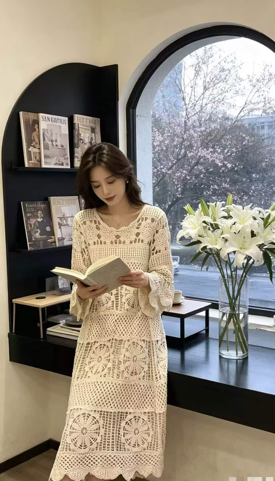보헤미안 민족 스타일 홀로우 아웃 자수 여성 드레스 가을 2026 새로운 고급 센스 루즈핏 스택 착용 표지 치마 이미지 2
