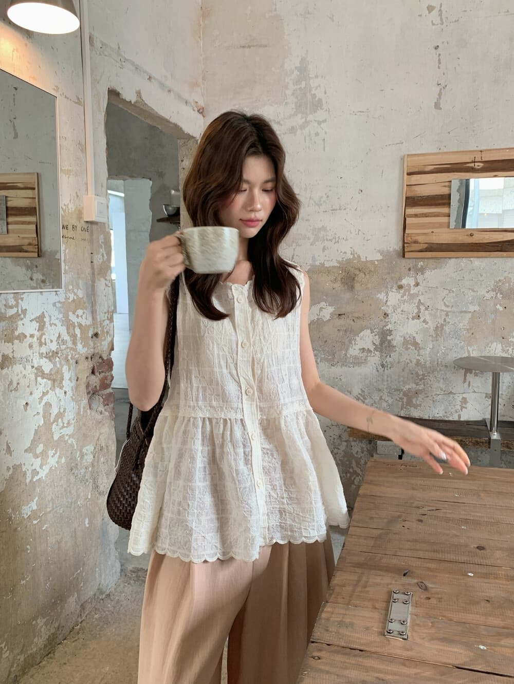 26 여름 켜기 새로운 한 부서 무거운 작업 디자인 센스 자카드 자수 민소매 조끼 작은 셔츠 상세 이미지 15