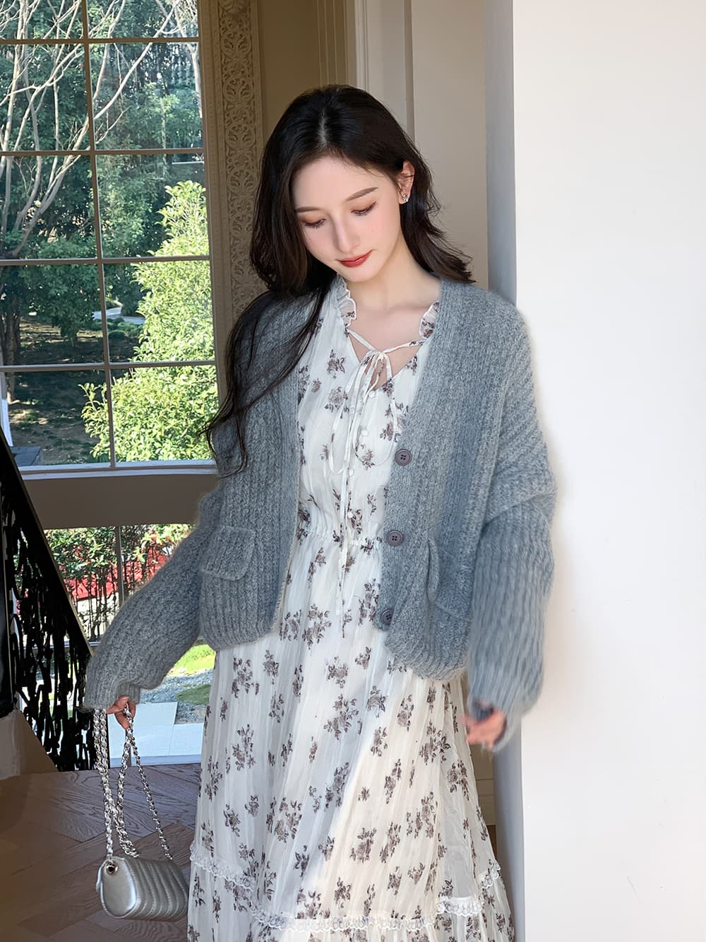 한 부서 가을 겨울 소녀 두꺼운 2026 쇼트 스타일 싱글 줄 버튼 니트 오픈 가디건 루즈핏 느긋한 바람 스웨터 코트 단색 상세 이미지 31