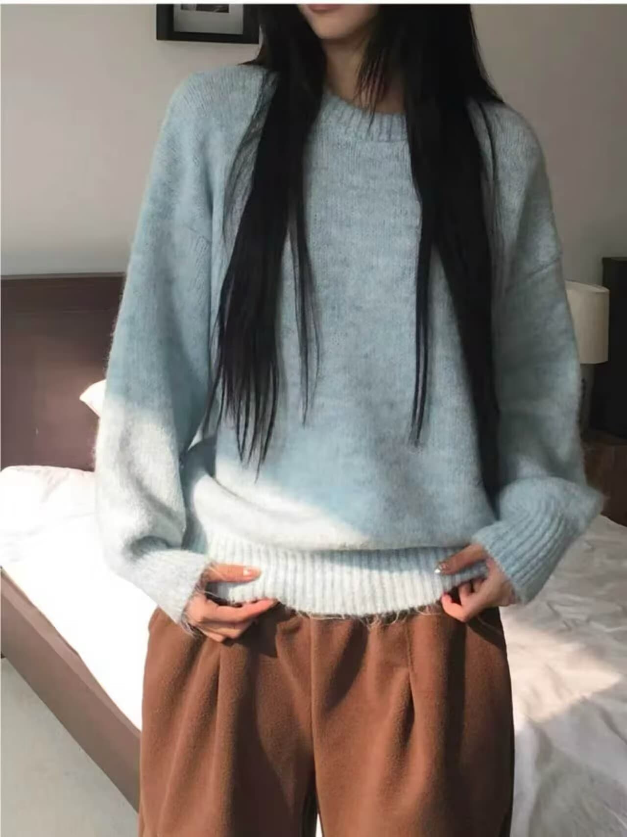 가을 겨울 한 부서 chic 작은 대중 플러스 두껍고 부드러운 찹쌀 보온 풀오버 단색 다용도 풀오버 스웨터 여자 이미지 2
