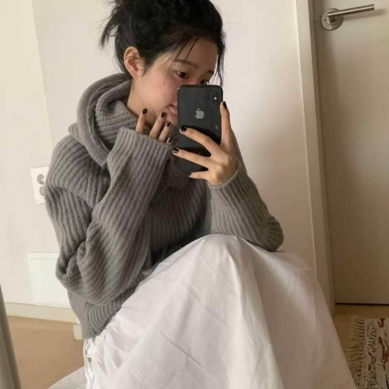 우유 부서 착용 가져 가라. 초 겨울 느긋한 부드러운 찹쌀 루즈핏 긴팔 스웨터 코트 두꺼운 풀오버 니트 스웨터 경기 목도리 모자 이미지 5