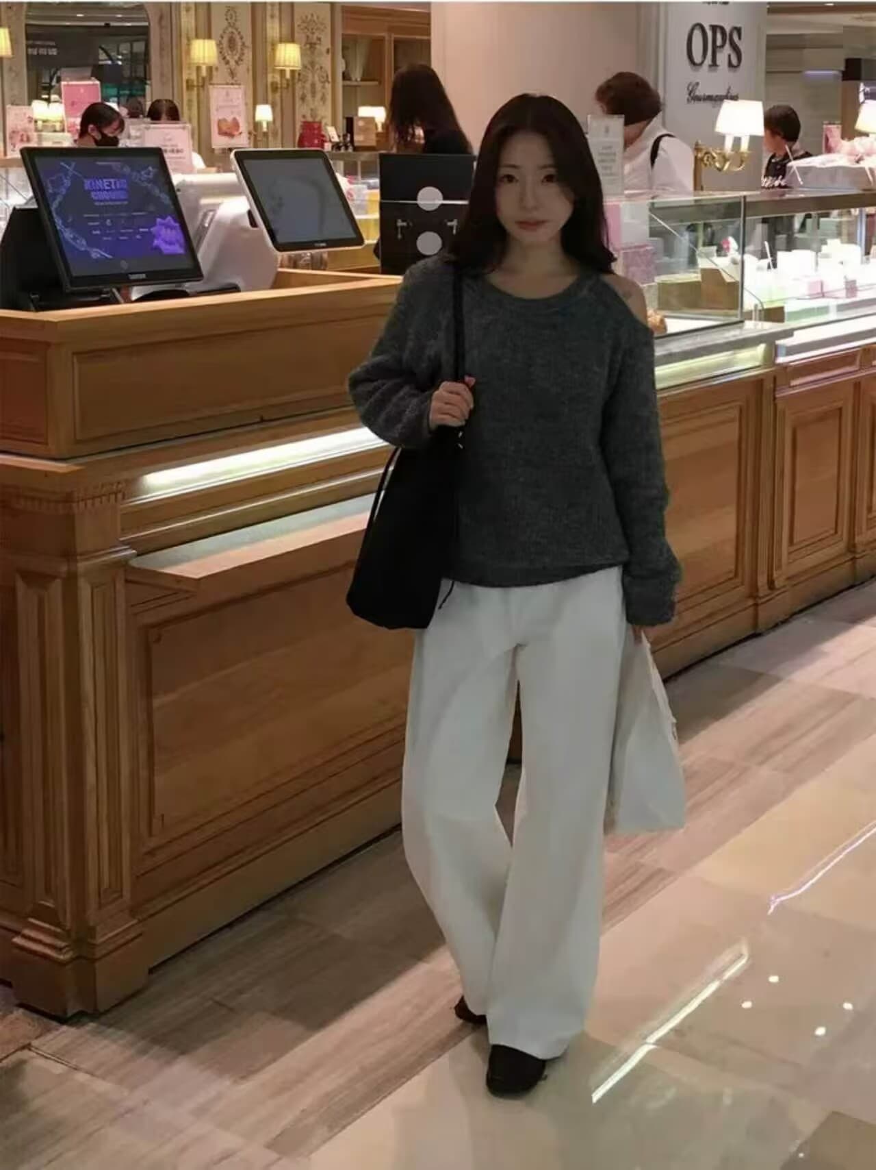 한국 chic 가을 겨울 새로운 느긋한 루즈핏 작은 섹시함 행침 목 오프숄더 스웨터 여자 불규칙 니트 스웨터