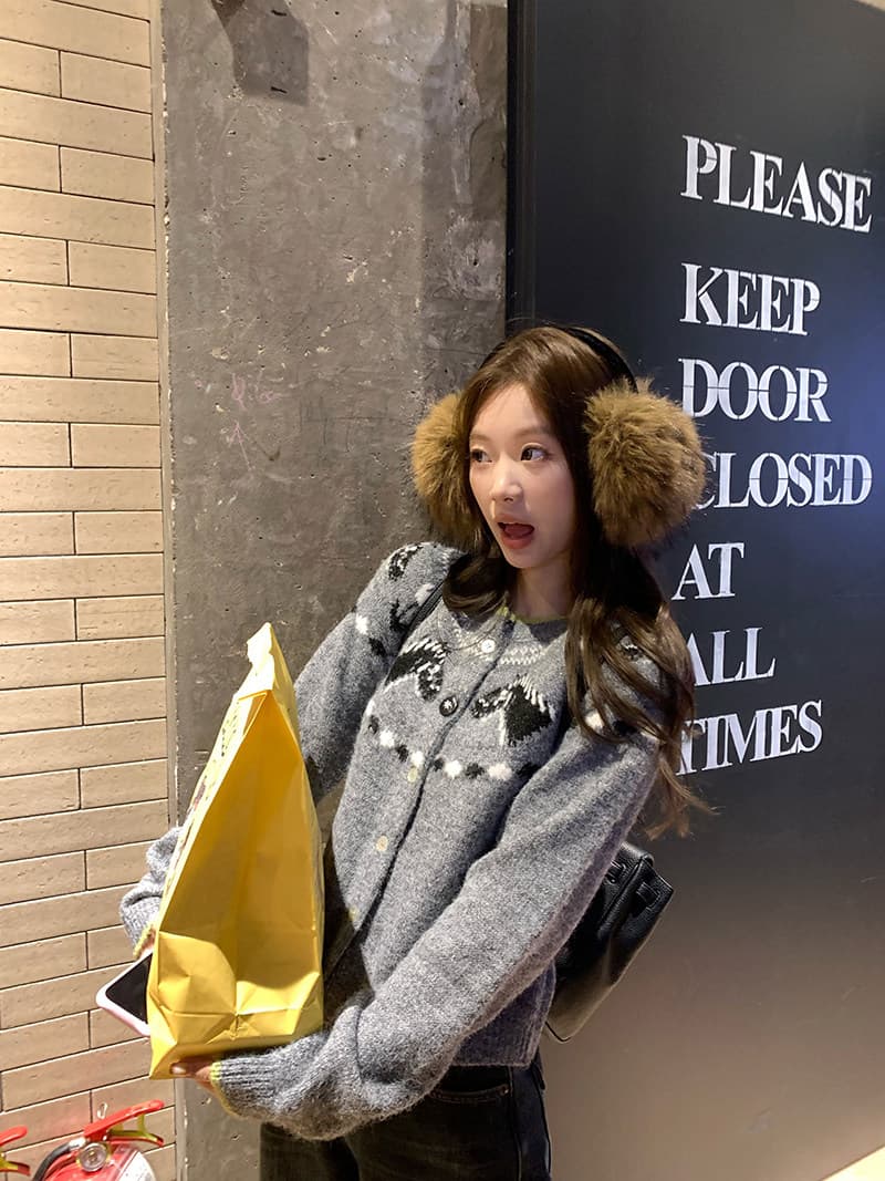 im ~까지 어린애 같은 작은 말 양모 혼방 작은 말 자카드 부드러운 찹쌀 털 센스 삽입 어깨 소매 오픈 가디건 스웨터 여자 가을 겨울 상세 이미지 11