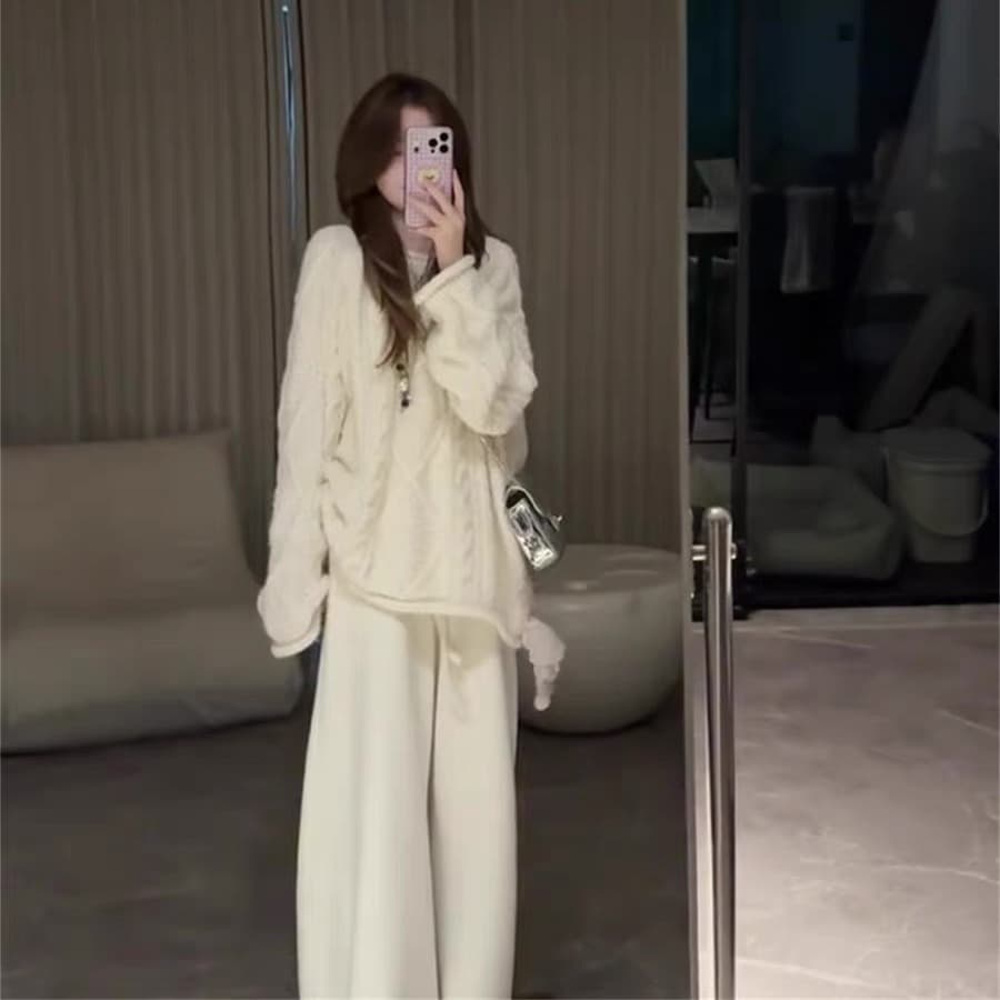 ssman 품격 느긋한 바람 트위스트 꽃 스웨터 여자 가을 겨울 새로운 라운드 넥 풀오버 두꺼운 니트 꽈배기 맨위 서비스 이미지 5