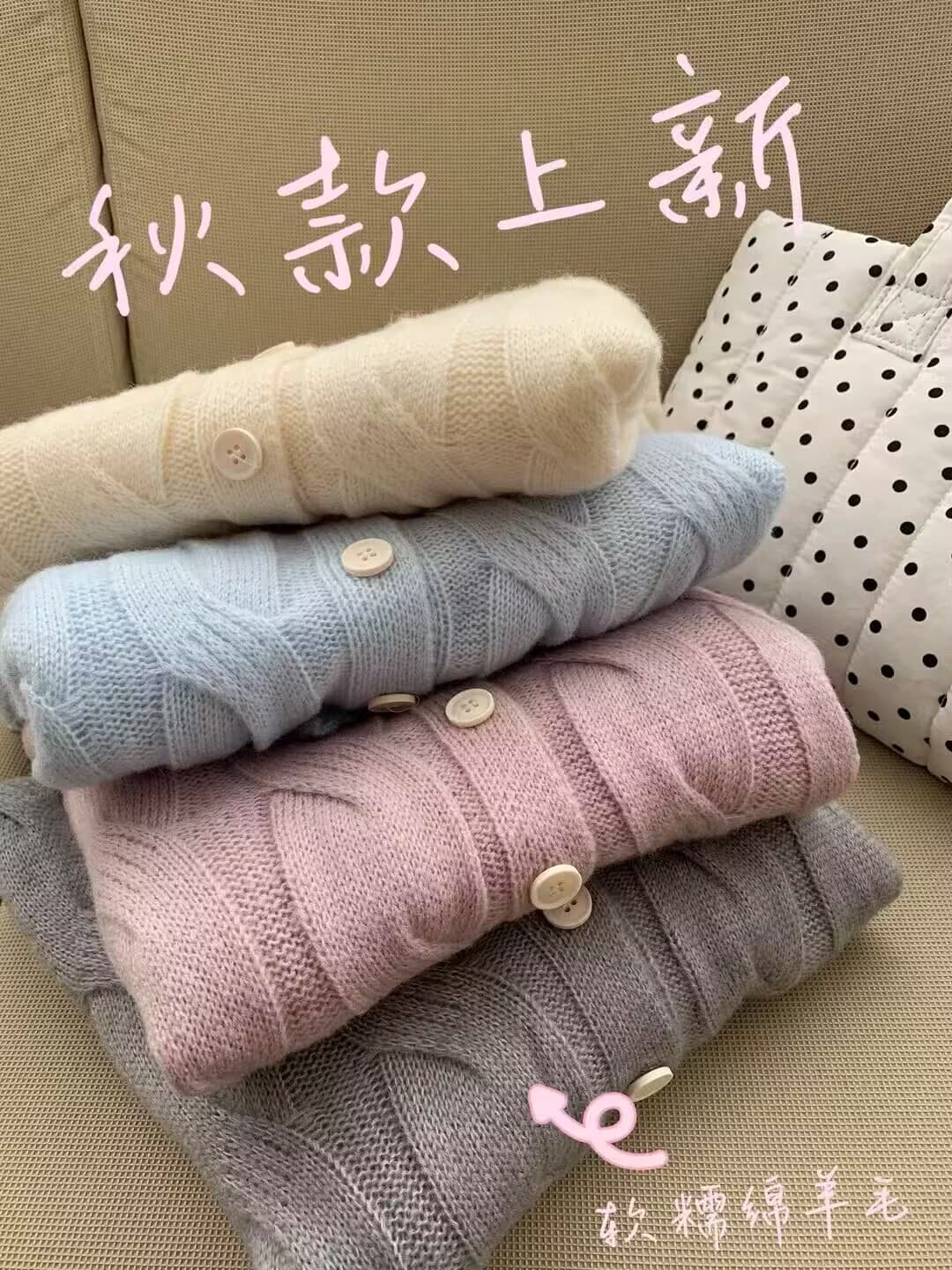 느긋한 바람 꽈배기 니트 오픈 가디건 여성 가을 겨울 고급 센스 부드러운 찹쌀 스웨터 코트 맨위 이미지 3