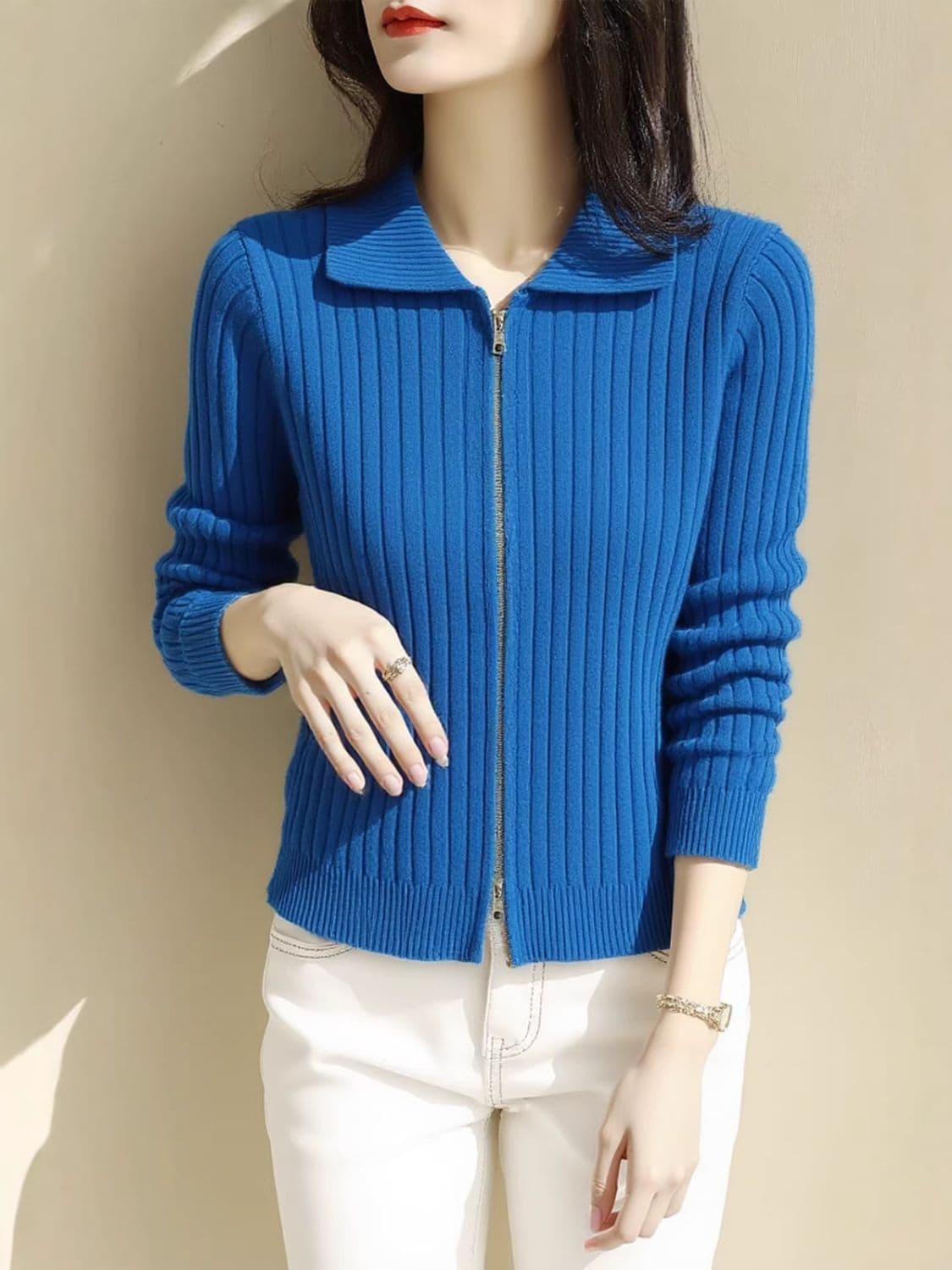 봄 가을 새로운 캐주얼 바람 미니멀리즘 외국 가스 다용도 폴로 칼라 긴팔 스웨터 코트 다용도 더블 지퍼 니트 맨위 상세 이미지 26