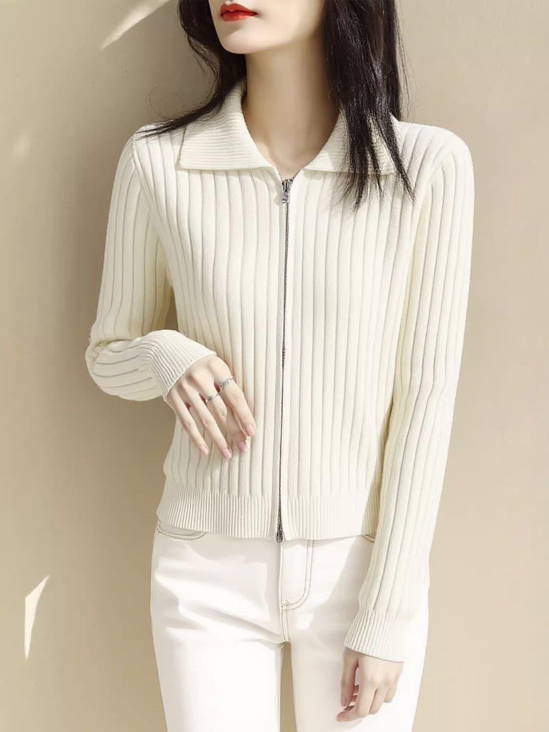 봄 가을 새로운 캐주얼 바람 미니멀리즘 외국 가스 다용도 폴로 칼라 긴팔 스웨터 코트 다용도 더블 지퍼 니트 맨위 상세 이미지 28
