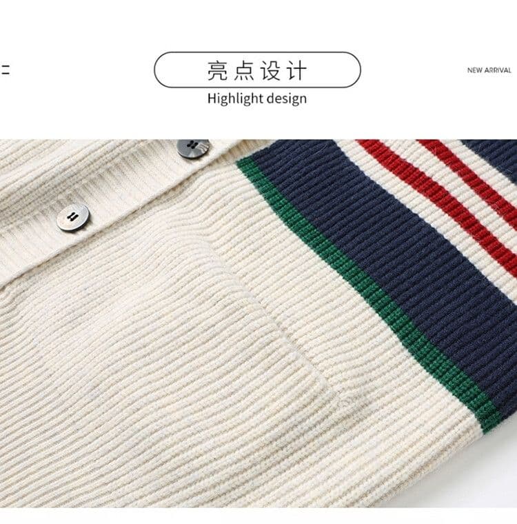 2026 가을 겨울 새로운 여성 한국 스타일 고급 스웨터 코트 여성 의류 루즈핏 배색 스트라이프 니트 오픈 가디건 맨위 상세 이미지 8