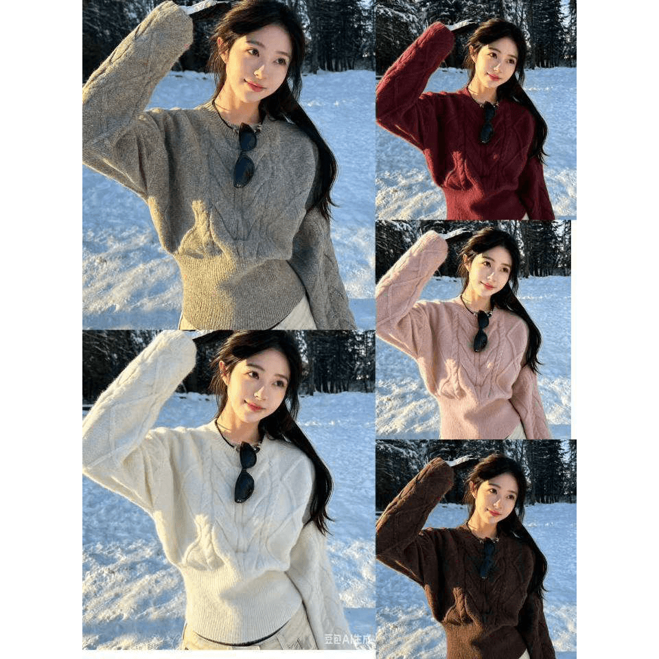 공정한 섬 회색 스웨터 여자 가을 겨울철 2026 새로운 수 있습니다. 외출용 인사이드 가져 가라. 니트 스웨터 허리 수축 맨위 고급 센스 이미지 4