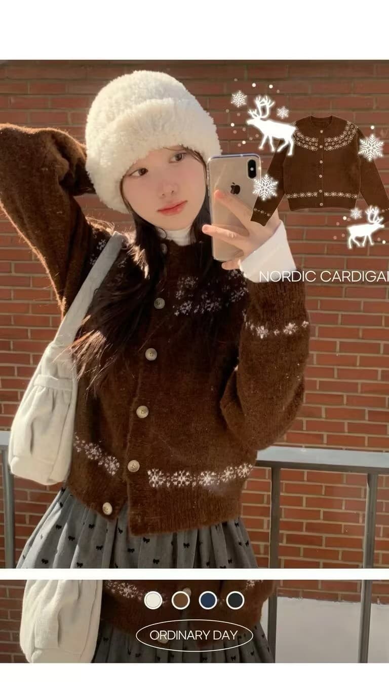 레트로 다용도 개성 북유럽 니트 오픈 가디건 상세 이미지 4
