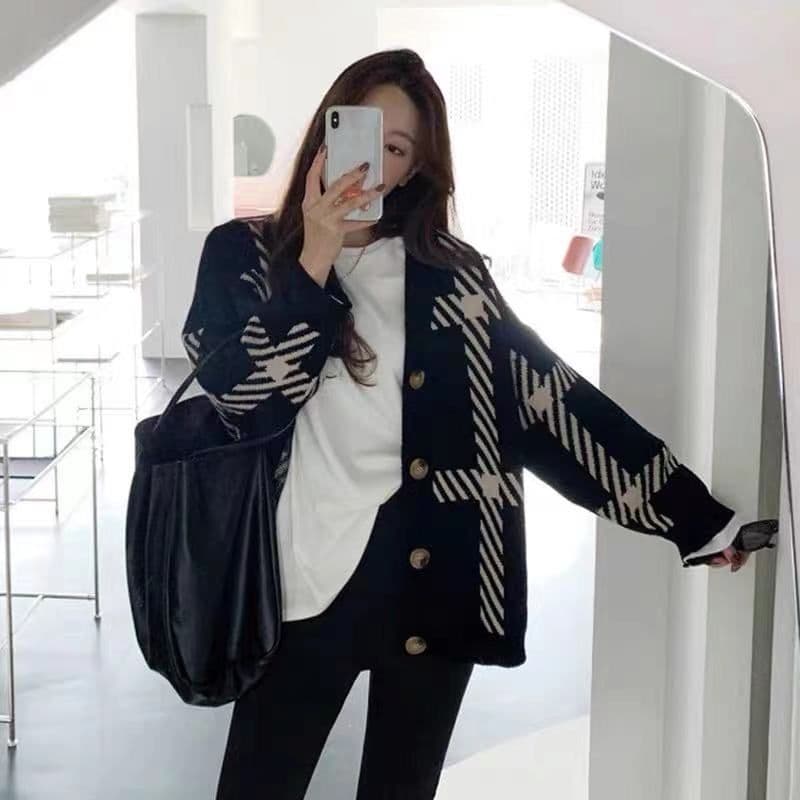 스트라이프 니트 오픈 가디건 여성 새로운 한국 스타일 루즈핏 느긋한 바람 미니멀리즘 다용도 스웨터 코트