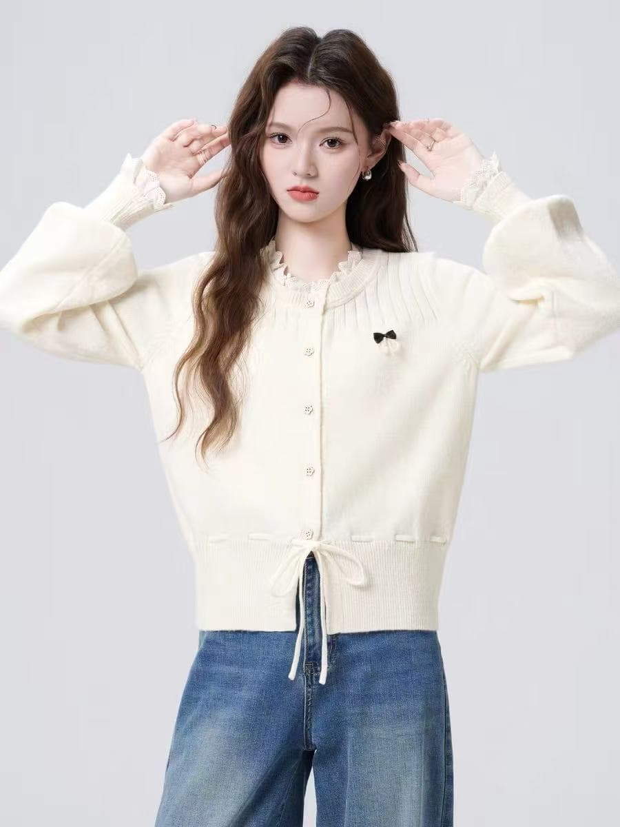 한국 스타일 분위기 센스 빨간색 니트 오픈 가디건 맨위 여성 가을 겨울 연령 감소 다용도 느슨함 센스 스웨터 기본 셔츠 상세 이미지 3