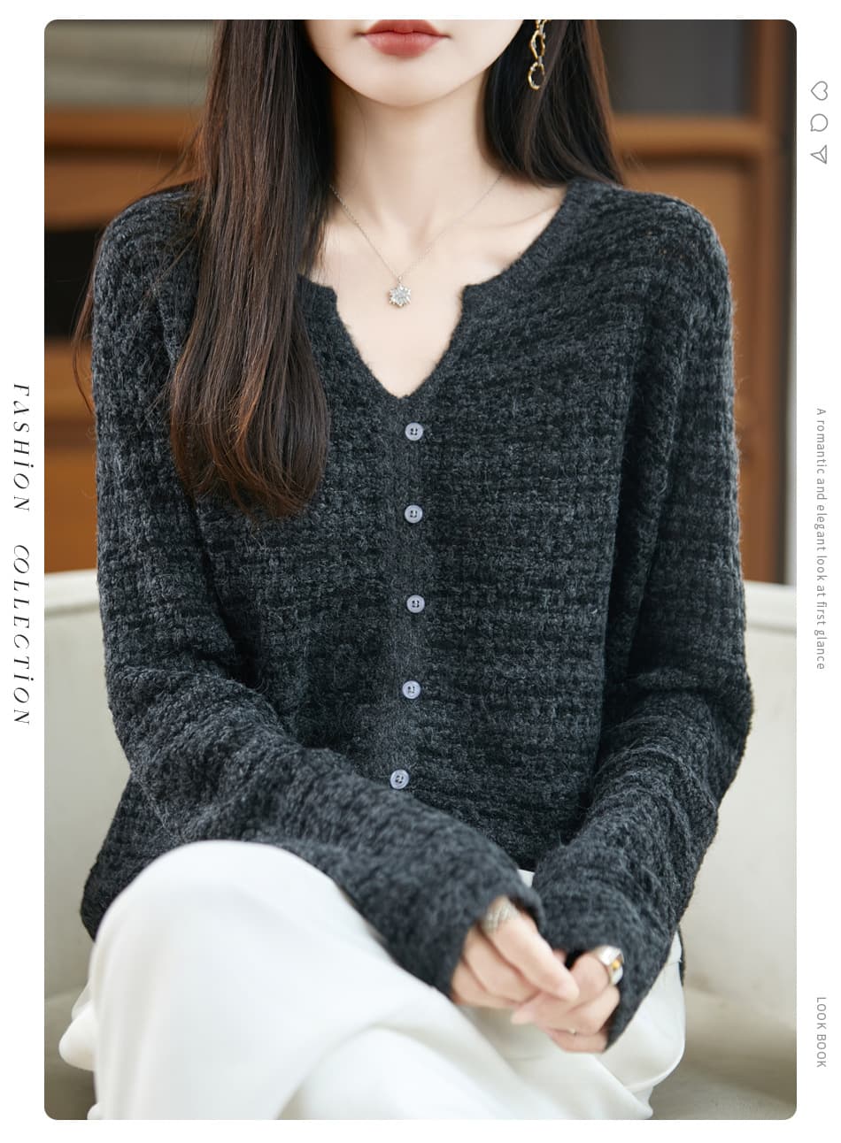 이른 가을 V넥 작은 샤넬 스타일 니트 기본 셔츠 여성 2026 새로운 맨위 외국 가스 빅 사이즈 여성 의류 가을 겨울 스웨터 상세 이미지 17