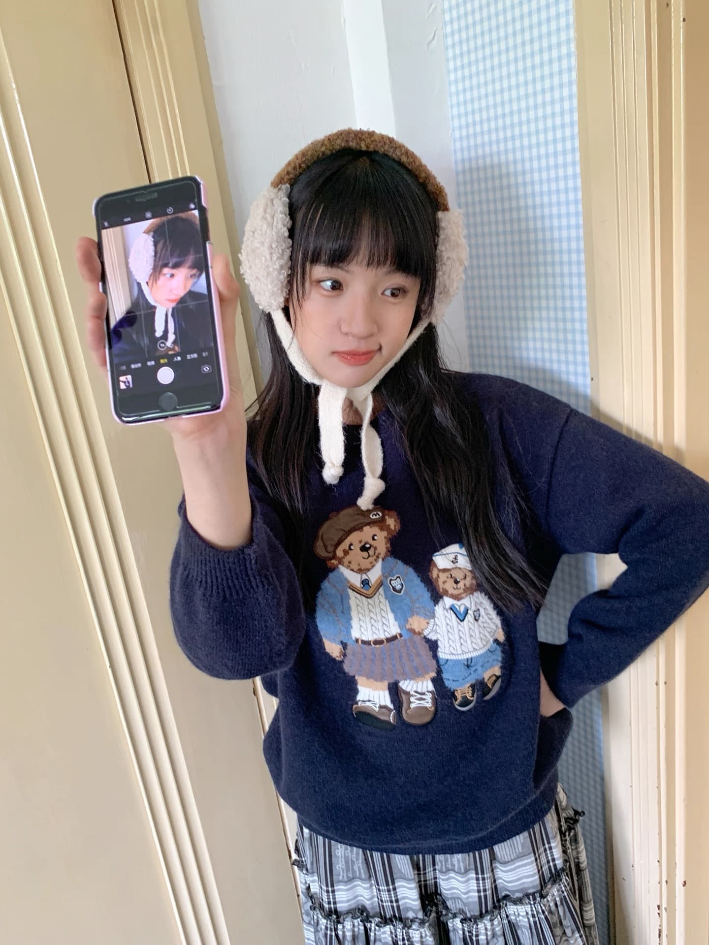 안녕하세요. 대포 학원 스타일 꽈배기 작은 곰 자수 자카드 니트 스웨터 여성 가을 새로운 부드러운 찹쌀 풀오버 상세 이미지 3