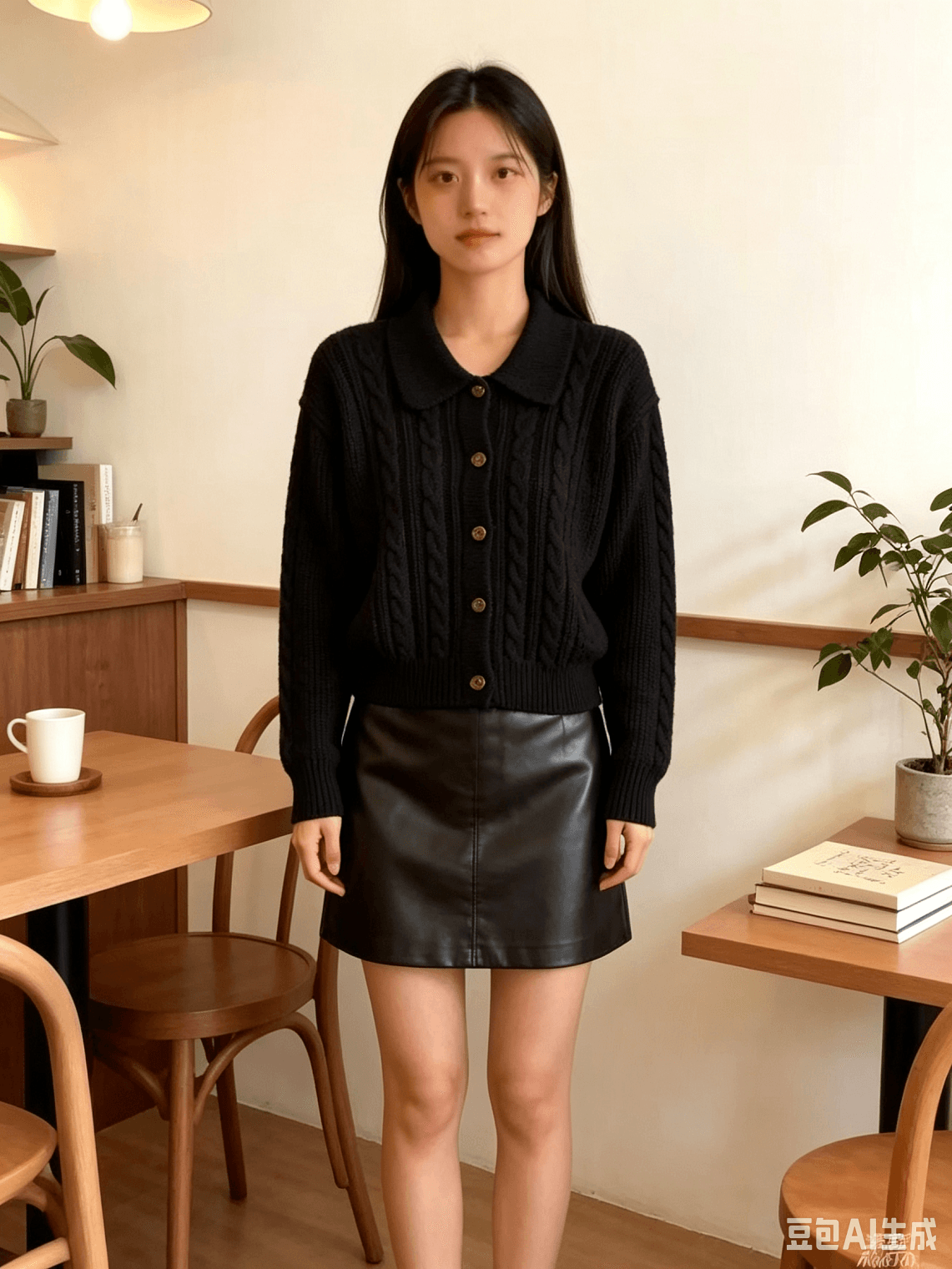 한 일본식 레트로 꽈배기 폴로 칼라 양모 니트 오픈 가디건 여성 외부 가져 가라. 스웨터 코트 이미지 3