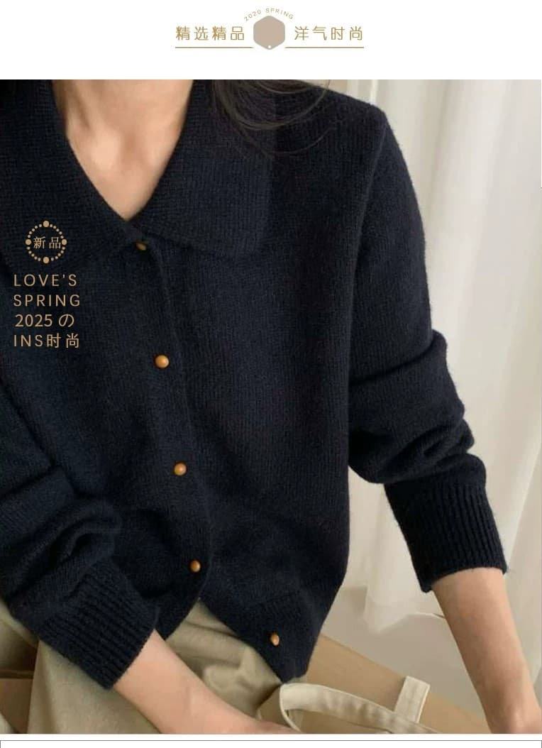 2026 새로운 폴로 칼라 샤 징 버클 품격 니트 오픈 가디건 여성 가을 겨울 슈퍼 잘 생긴 ~ 중 부드러운 찹쌀 스웨터 코트 맨위 상세 이미지 1