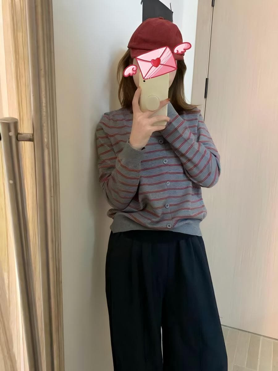 한 부서 봄 가을 새로운 한 부서 라운드 넥 레트로 스트라이프 부드러운 느긋한 니트 오픈 가디건 배색 맨위 스웨터 코트 이미지 4