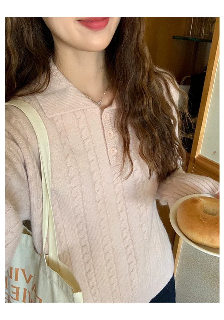 토지 작은 그룹 달콤함 꽈배기 스웨터 2026 가을 한 부서 품격 레트로 부드러운 느긋한 미니멀리즘 재킷 맨위 상세 이미지 4