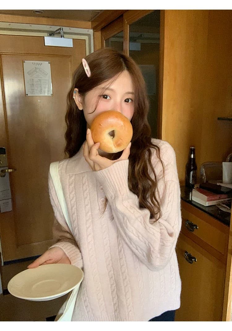 토지 작은 그룹 달콤함 꽈배기 스웨터 2026 가을 한 부서 품격 레트로 부드러운 느긋한 미니멀리즘 재킷 맨위 상세 이미지 10