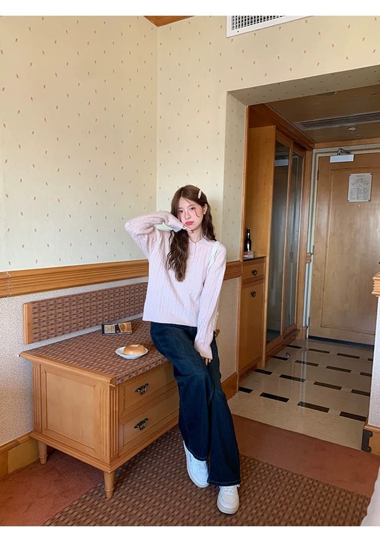 토지 작은 그룹 달콤함 꽈배기 스웨터 2026 가을 한 부서 품격 레트로 부드러운 느긋한 미니멀리즘 재킷 맨위 상세 이미지 12