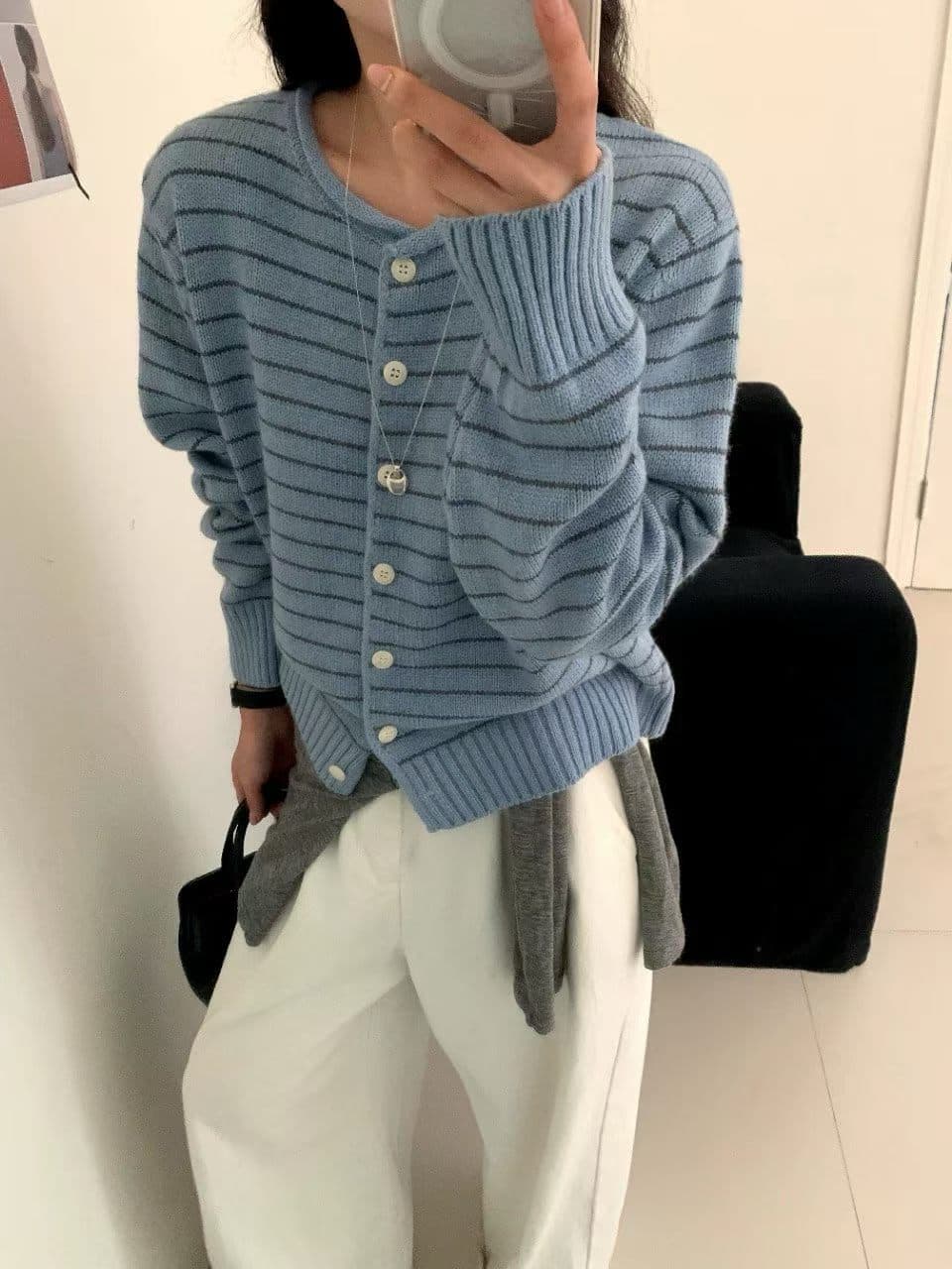 프랑스식 작은 샤넬 스타일 다용도 스트라이프 니트 오픈 가디건 봄 가을 새로운 여성 의류 루즈핏 고급 센스 스택 착용 스웨터 코트