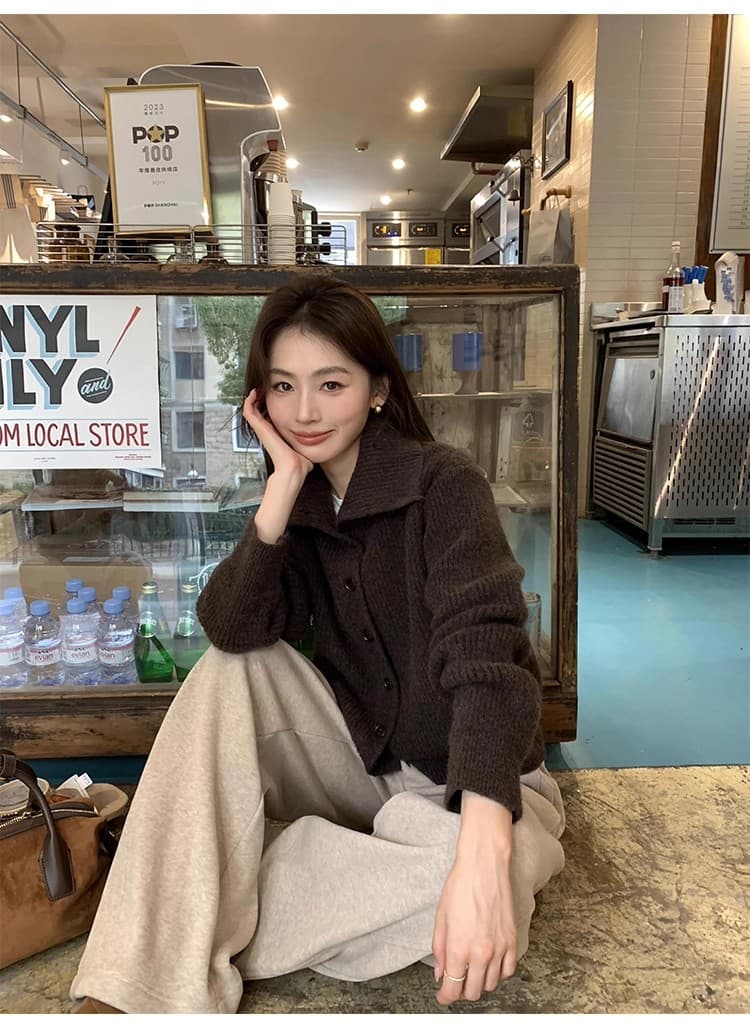 포함 양모 저항 올린 사람 : 공 터틀넥 스웨터 오픈 가디건 여성 새로운 레트로 폴로 칼라 루즈핏 품격 재킷 니트 맨위 상세 이미지 16
