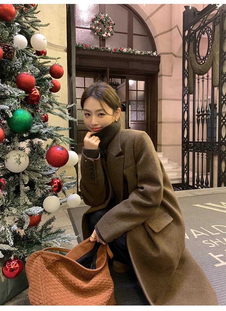 포함 양모 저항 올린 사람 : 공 터틀넥 스웨터 오픈 가디건 여성 새로운 레트로 폴로 칼라 루즈핏 품격 재킷 니트 맨위 상세 이미지 21